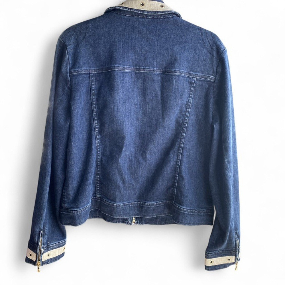 Vintage St. John Sport Y2K ZipUp Designer Denim Jacket Blue Women’s L - PRISTINE - Picture 3 of 3